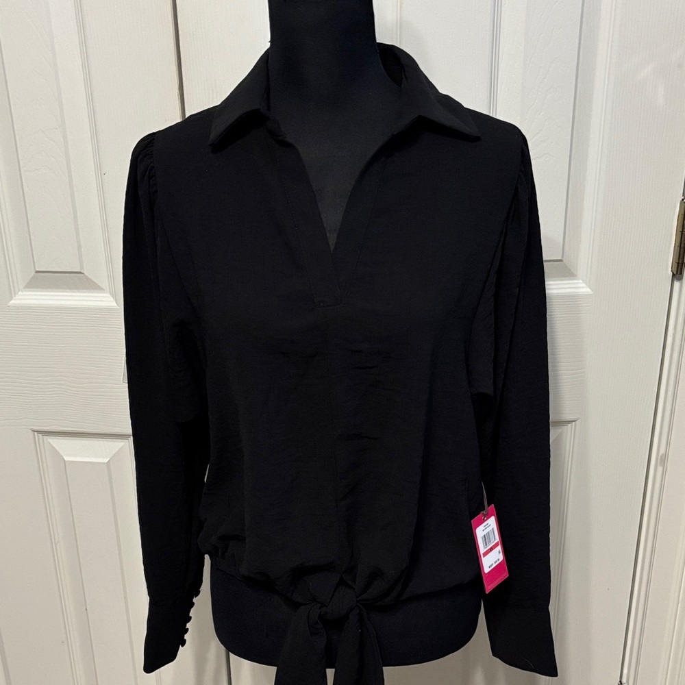 Vince Camuto Hammered Satin Tie Front Top